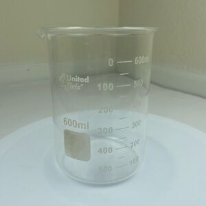 United Iris 600ml Glass Beaker Boro 3.3 Clear Lab Measuring Cup